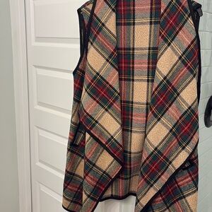 Plaid cardigan vest